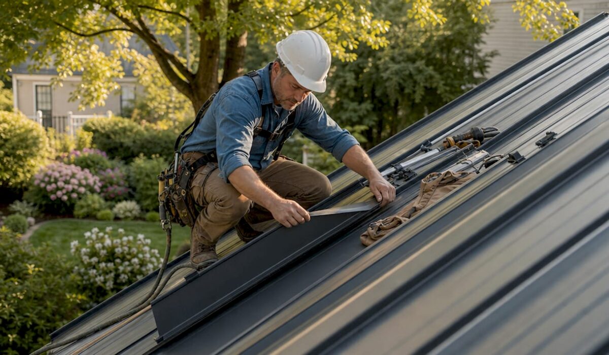 1780547372899 Roofer installing metal roofing on house