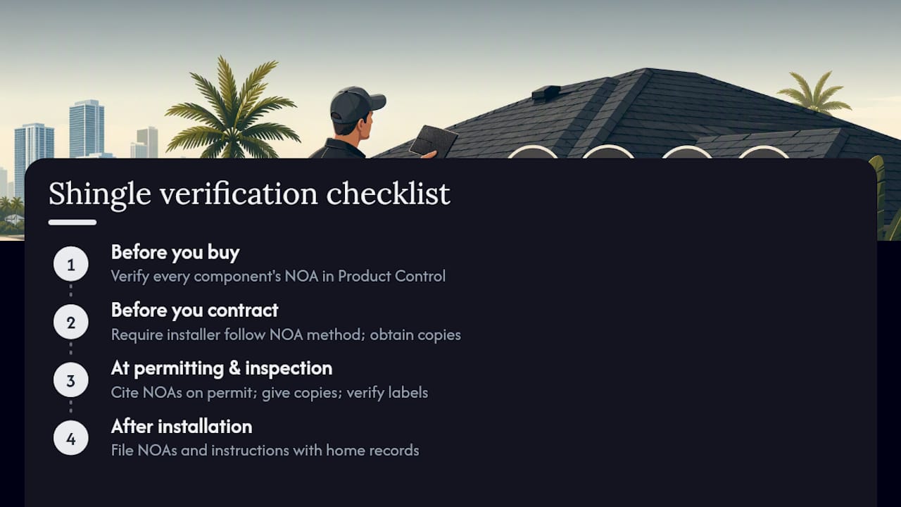Four-step Miami-Dade NOA verification checklist