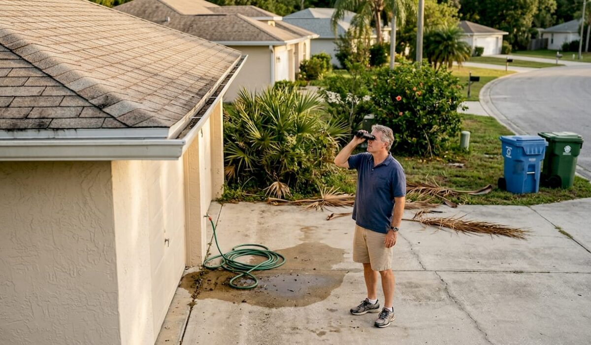 1774575035906 Homeowner inspecting roof of Florida house