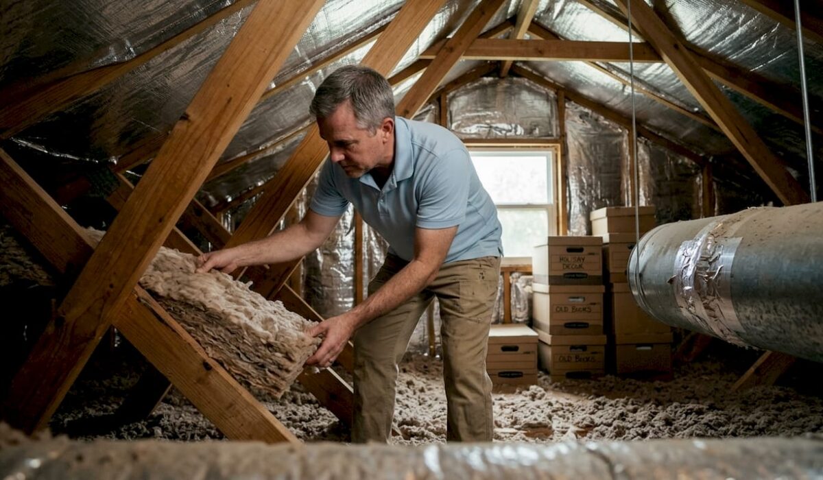 1777985628696 Homeowner inspecting attic insulation details