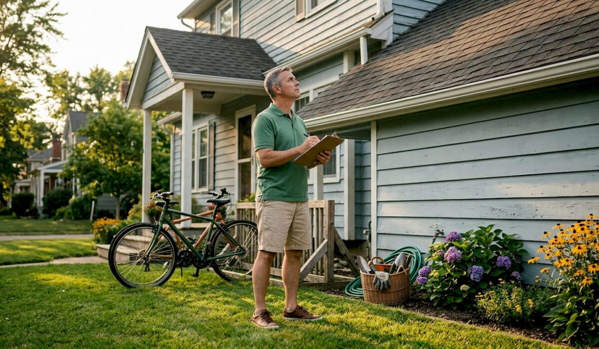 1778405960351 Homeowner inspecting roof from driveway