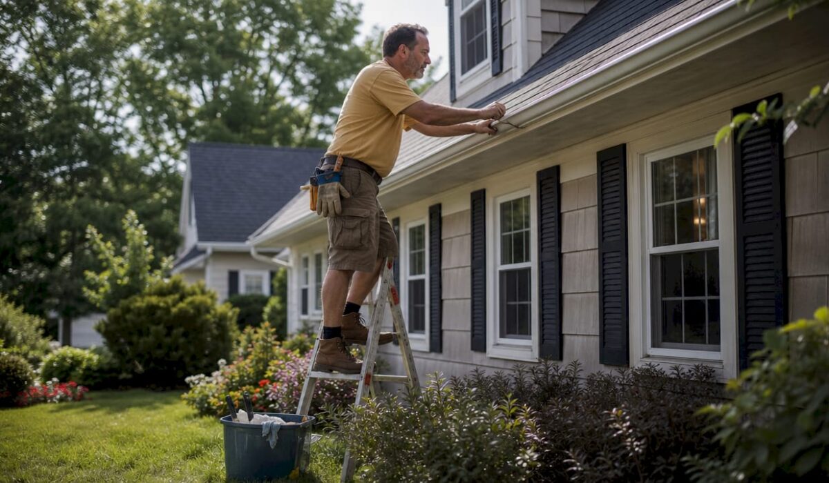 1780461672276 Man inspecting home roof gutters