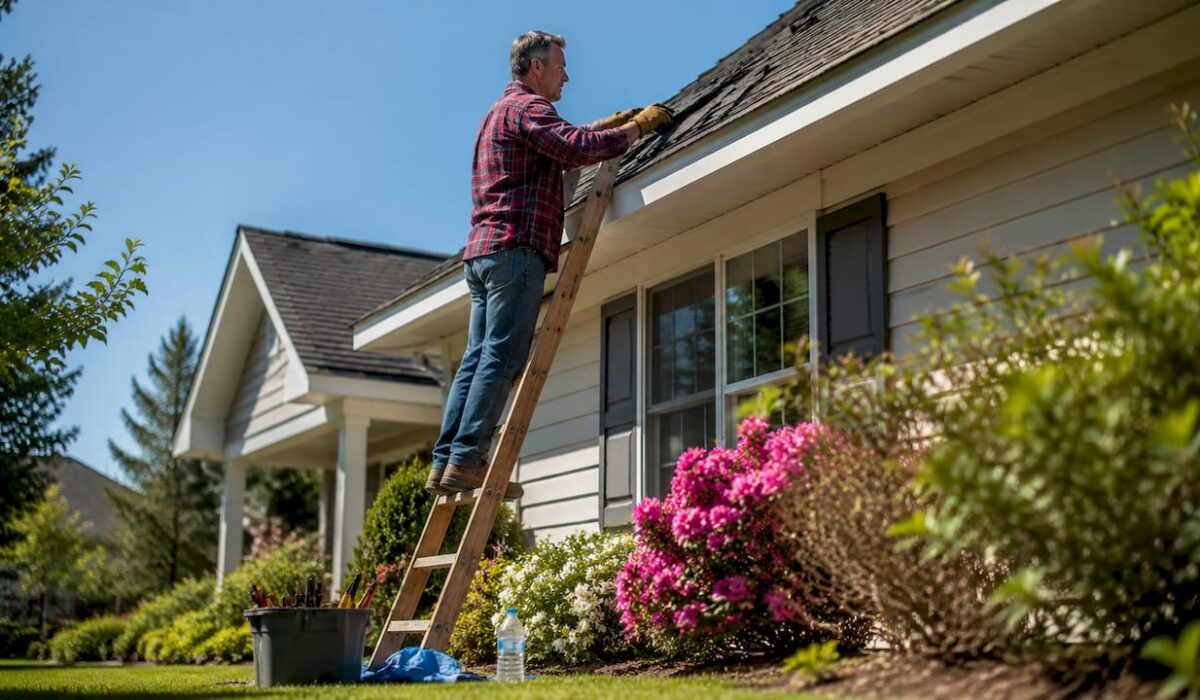 1780935967045 Homeowner inspecting storm damaged roof shingles