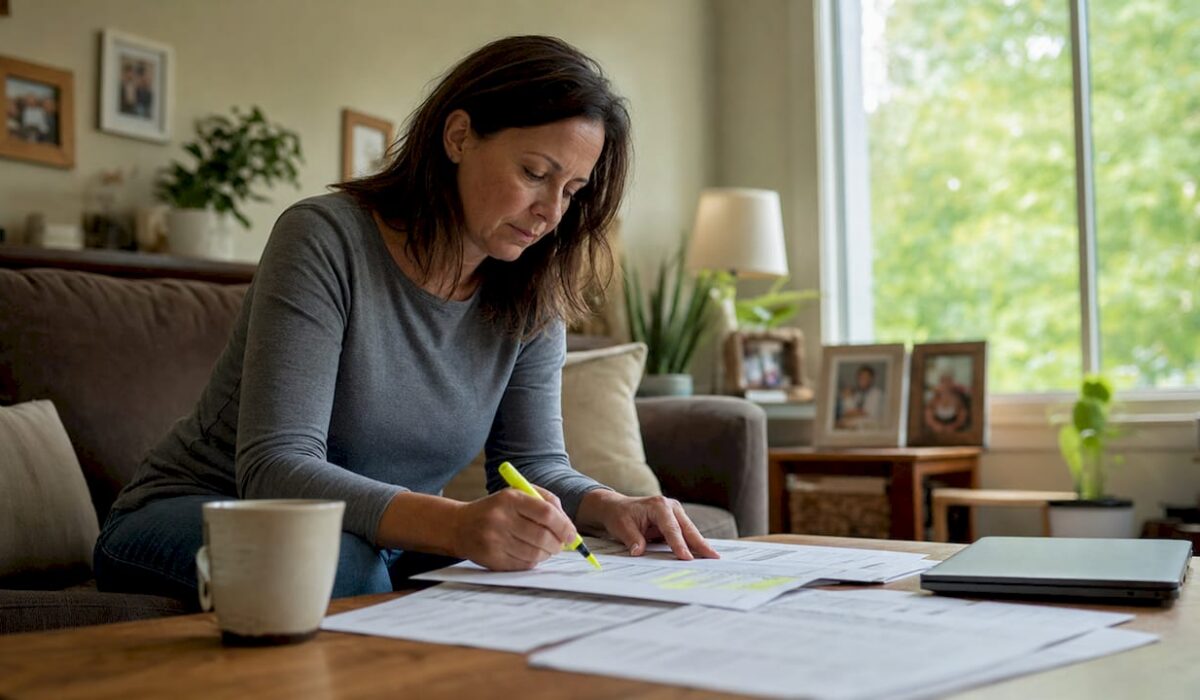 1781202032313 Homeowner reviewing storm damage claim documents