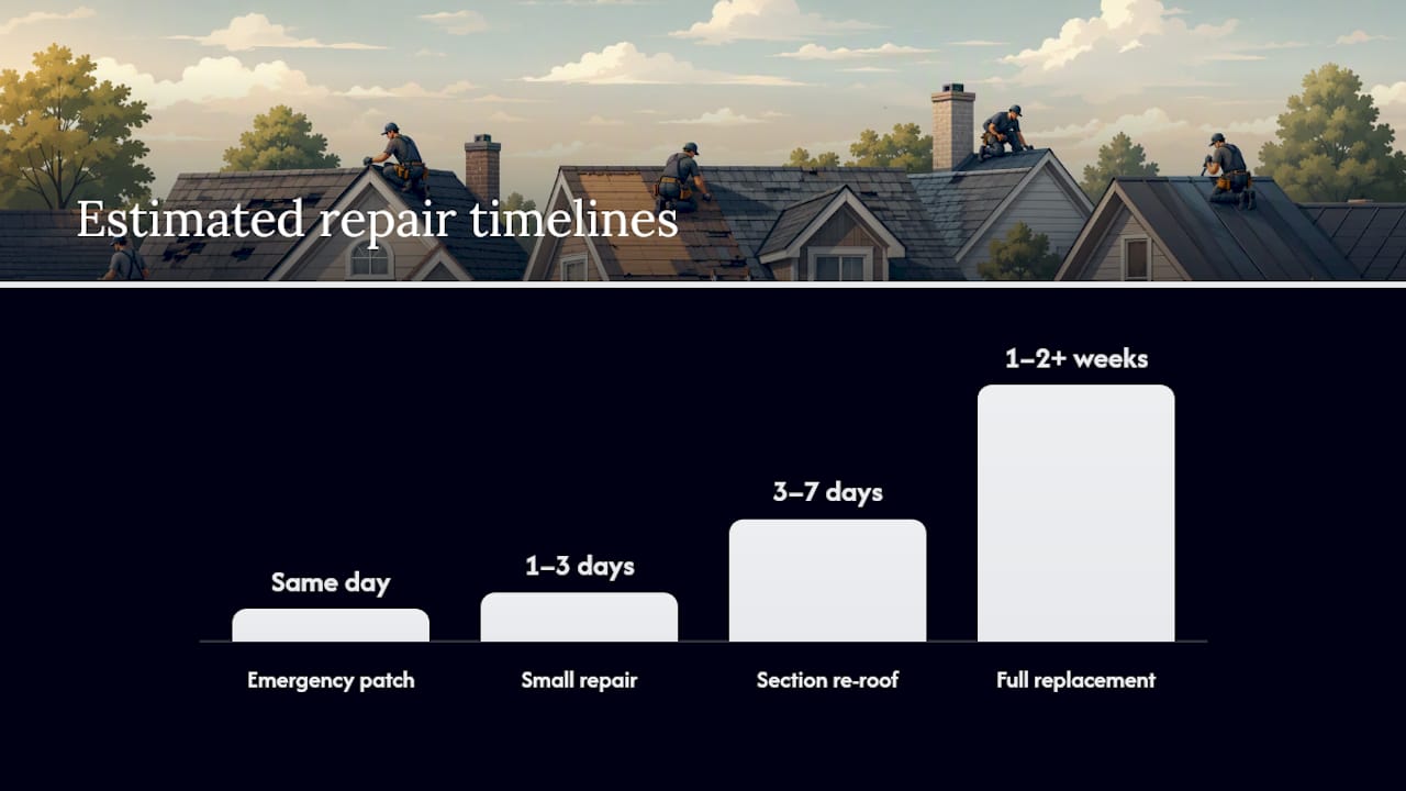 Chart comparing roof repair types and timelines