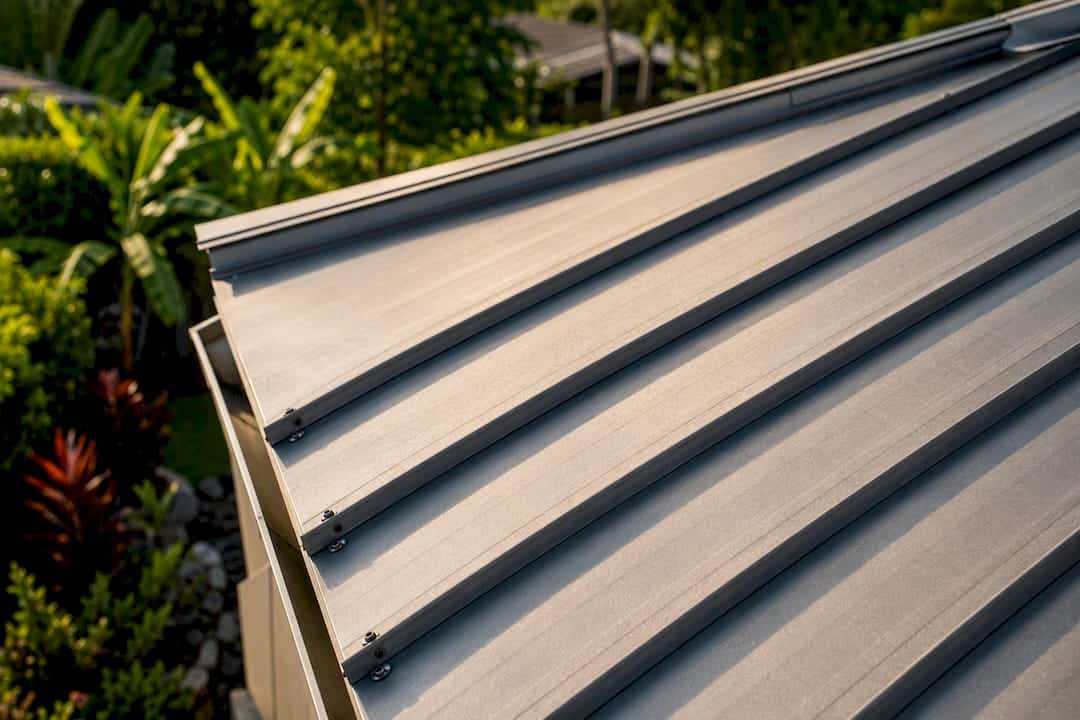 Detail of standing seam metal roof panels