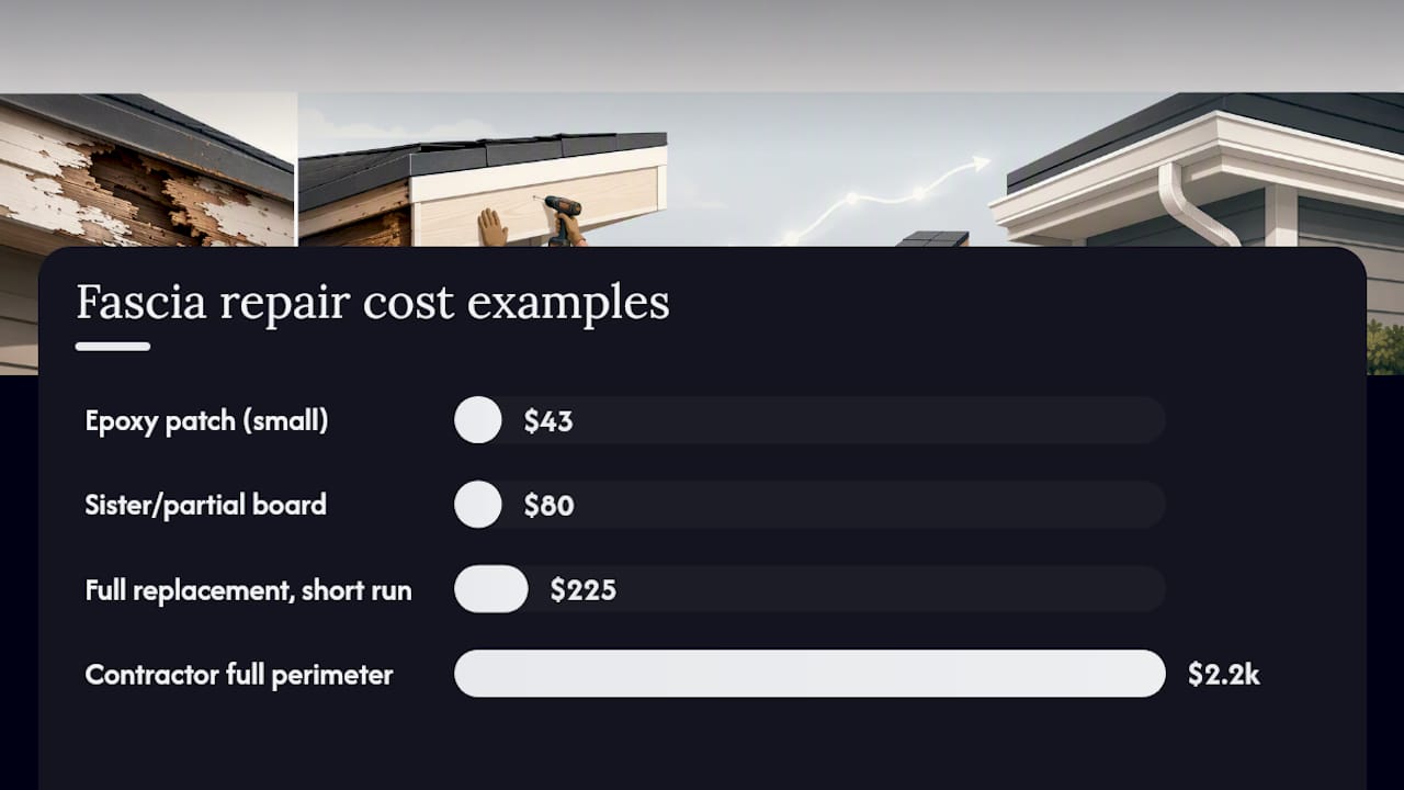 Comparison chart of fascia repair costs and materials