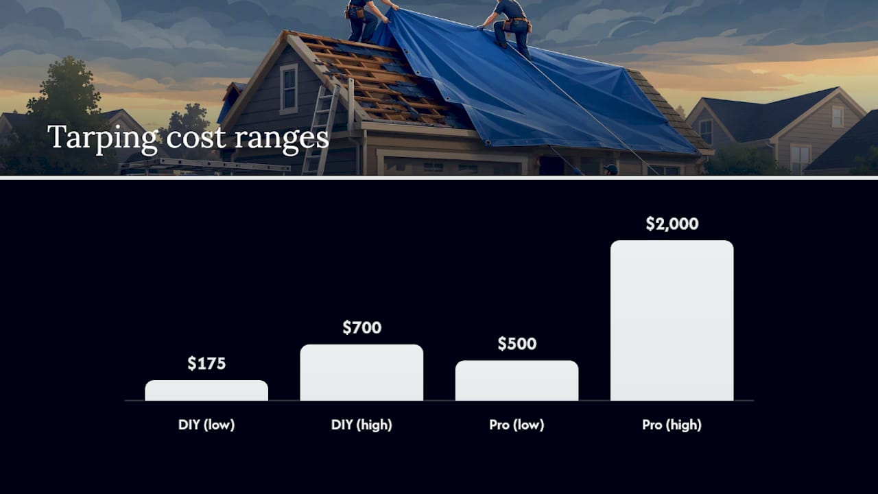 Diagram explaining insurance coverage for roof tarping