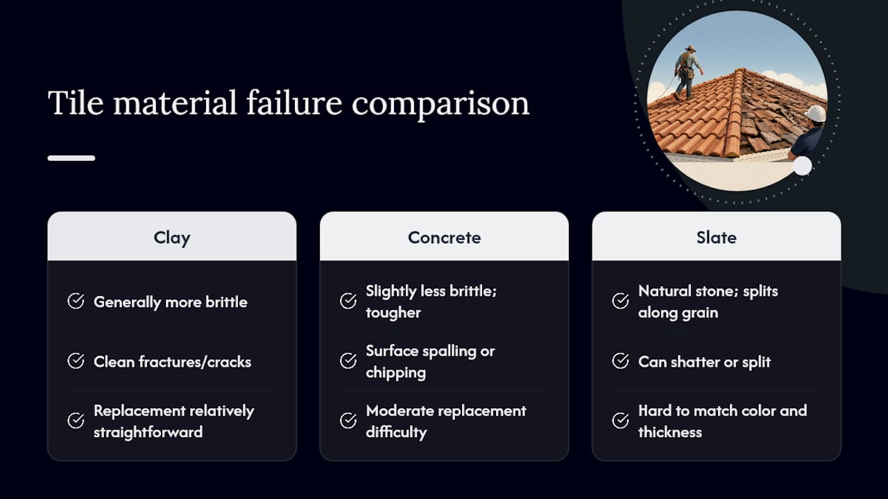 Comparison of clay concrete and slate tiles